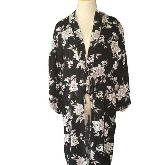 Spiritual Gangster Swim Coverup Black Floral OS - Picture 1 of 8